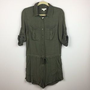 ODDY - Mineral Washed Roll Tab Sleeve Scout Romper